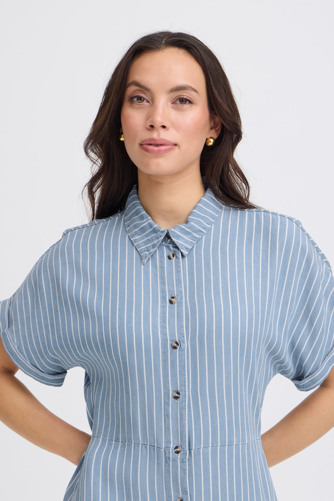 B.Young BYKOSMO Dress - Light blue Denim Stripe