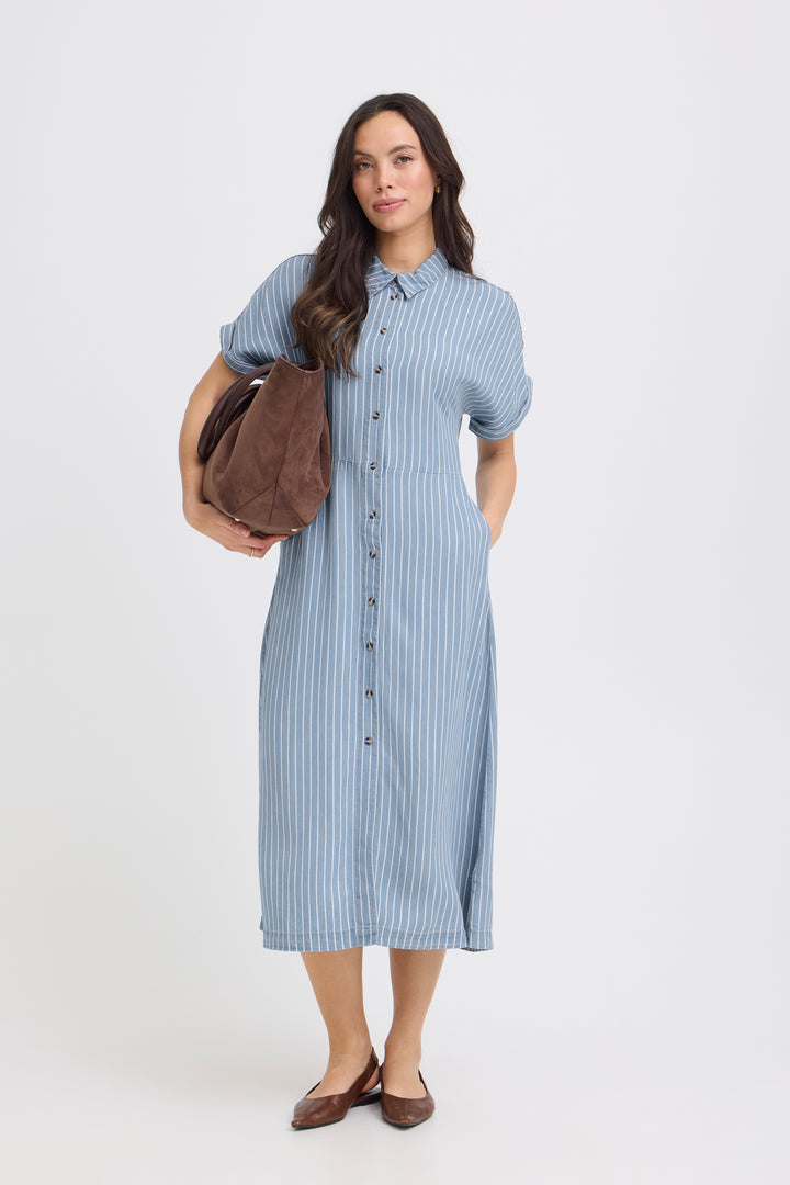 B.Young BYKOSMO Dress - Light blue Denim Stripe