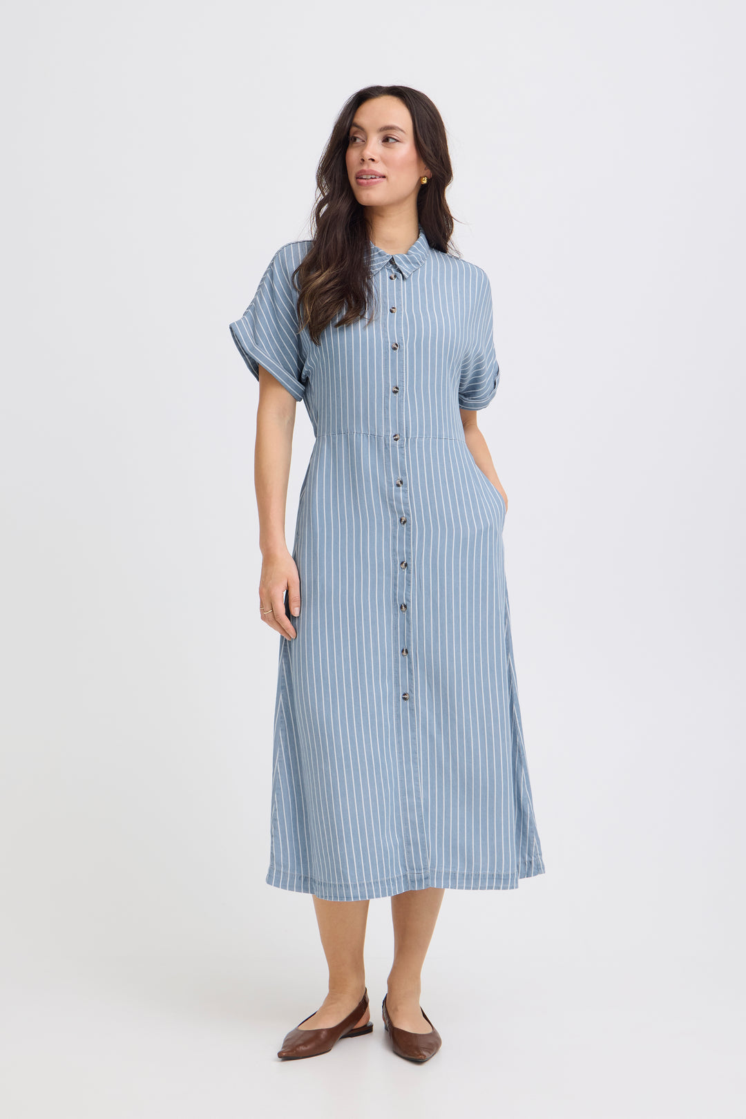 B.Young BYKOSMO Dress - Light blue Denim Stripe