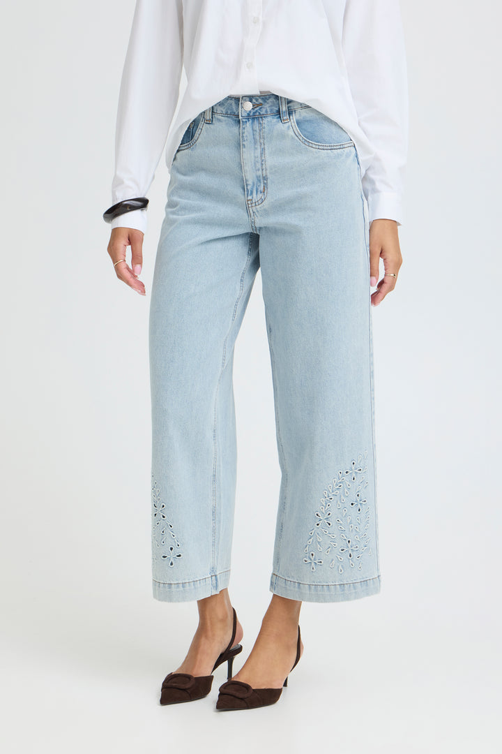 B.Young Kielo Embroided Jeans- Light Blue Denim