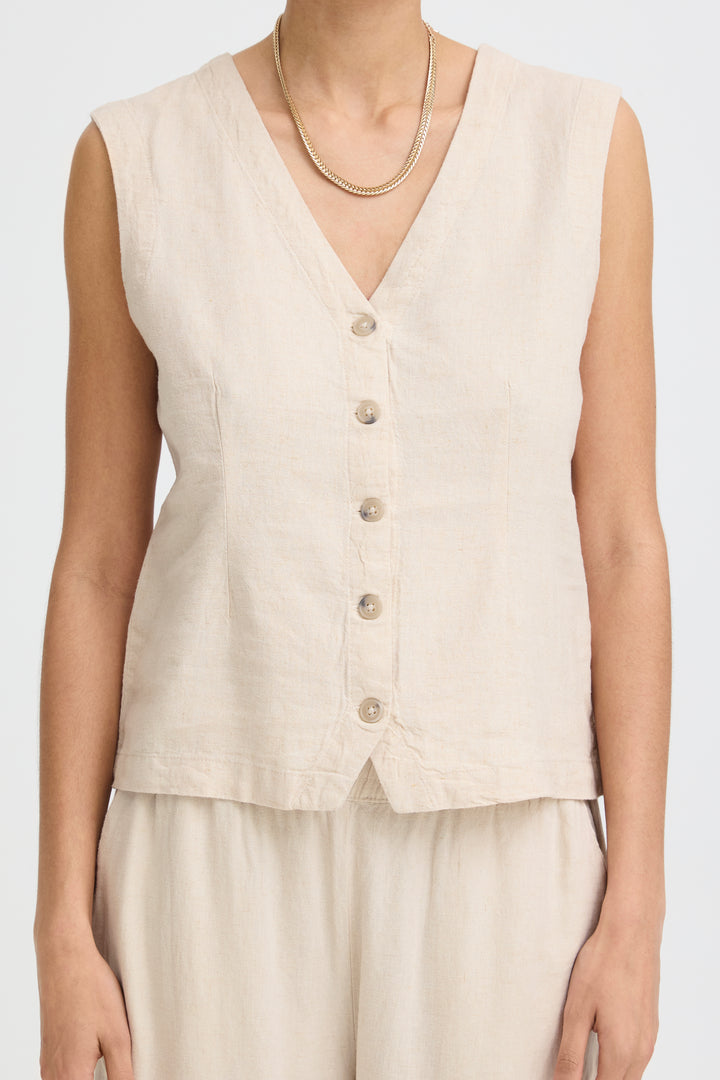 B.Young BYFALAKKA Waistcoat – Rainy Day Melange