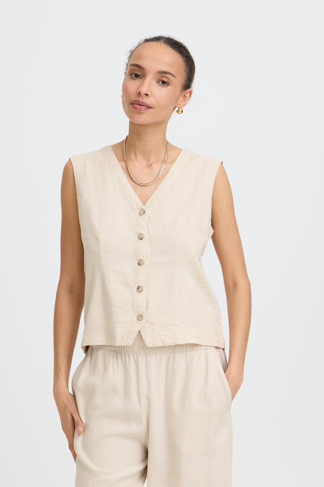 B.Young BYFALAKKA Waistcoat – Rainy Day Melange