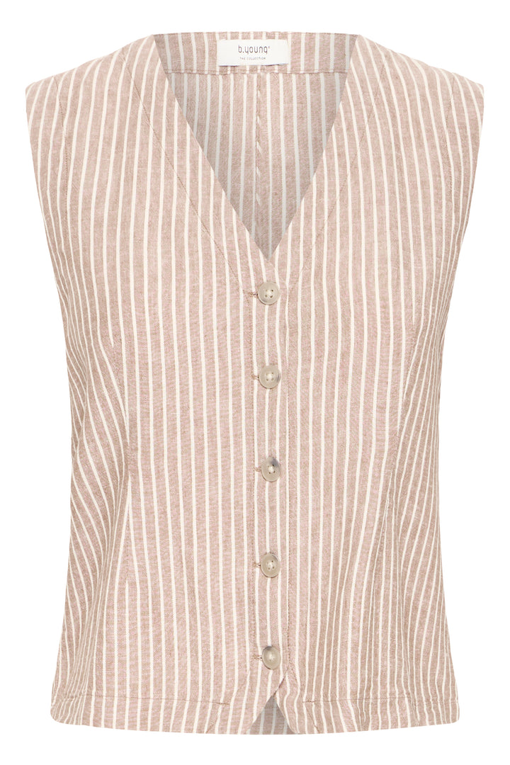 B.Young BYFALAKKA Waistcoat – Woodsmoke Stripe