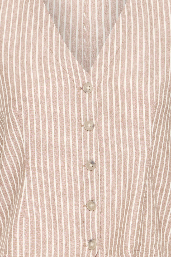 B.Young BYFALAKKA Waistcoat – Woodsmoke Stripe