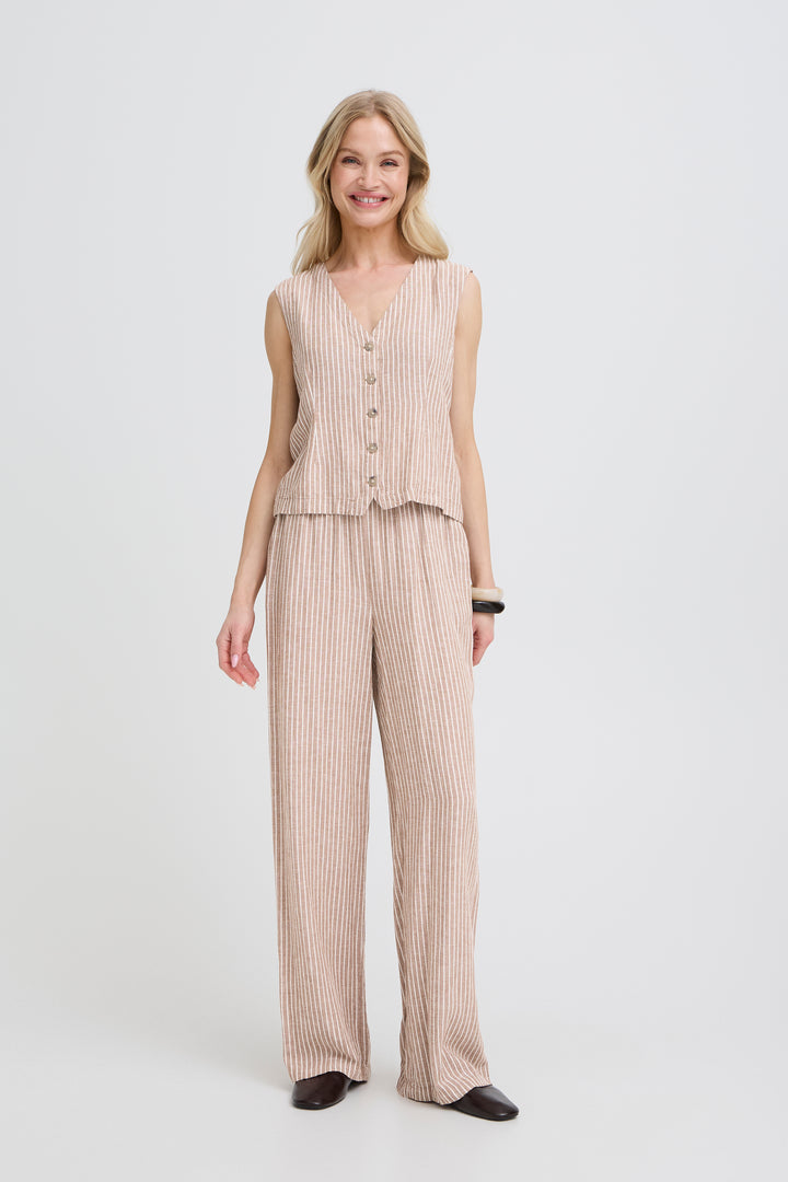 B.Young BYFALAKKA Waistcoat – Woodsmoke Stripe