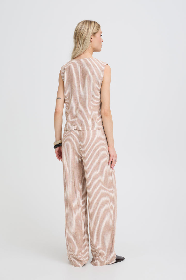 B.Young BYFALAKKA Waistcoat – Woodsmoke Stripe