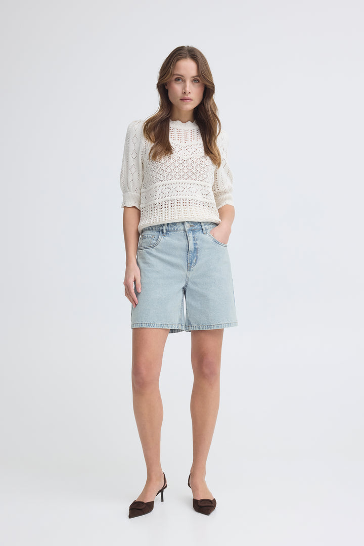B.Young Kielo Embroided Shorts- Light Blue Denim