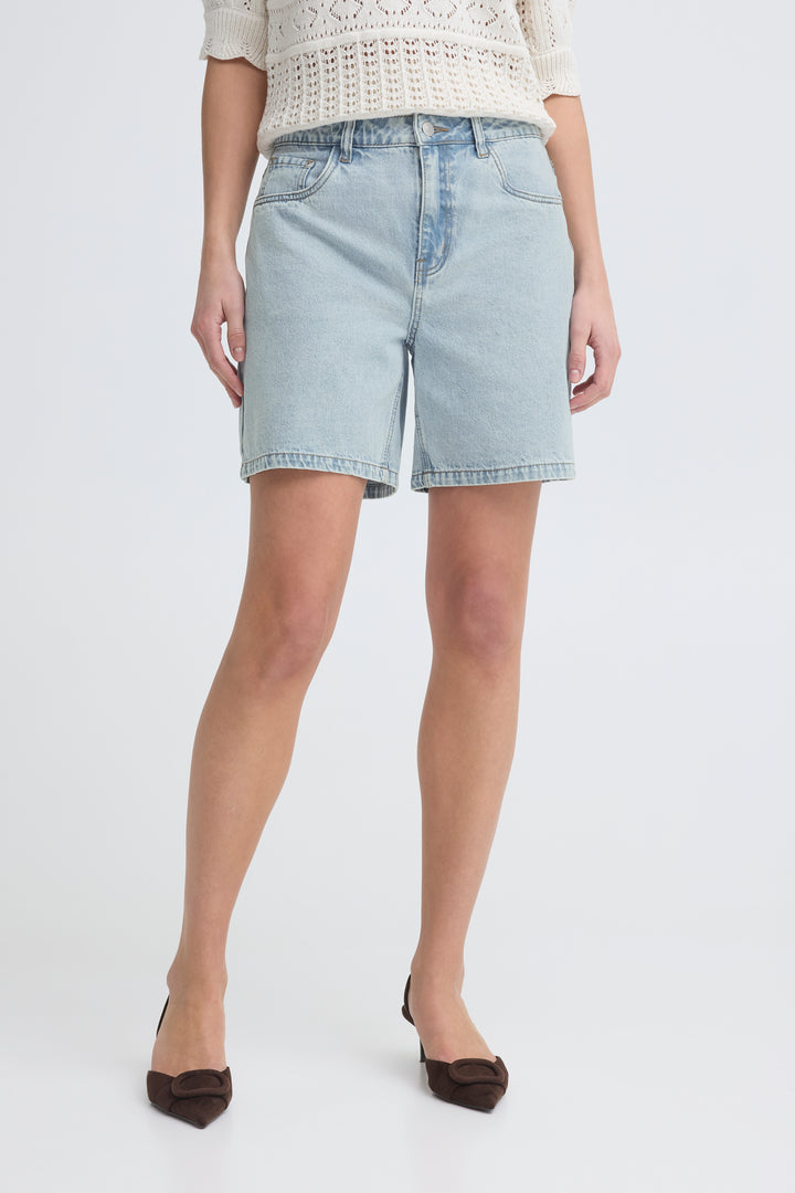 B.Young Kielo Embroided Shorts- Light Blue Denim
