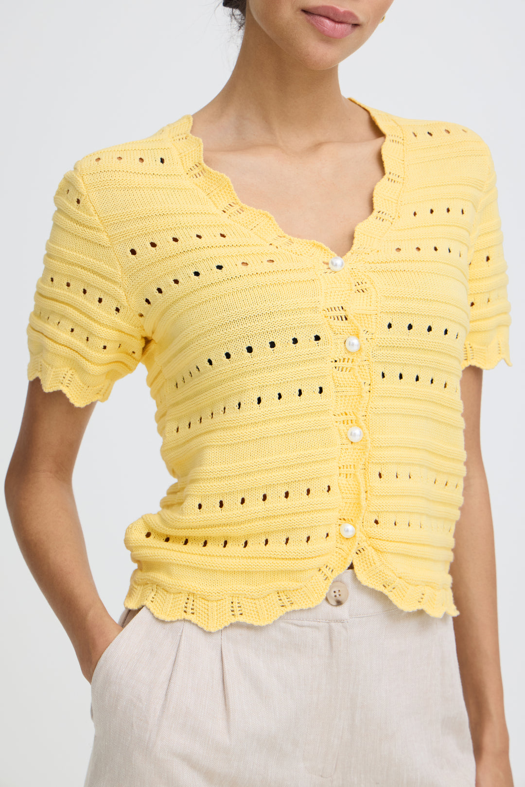 B.Young Naski Short Sleeve Knit- Flan