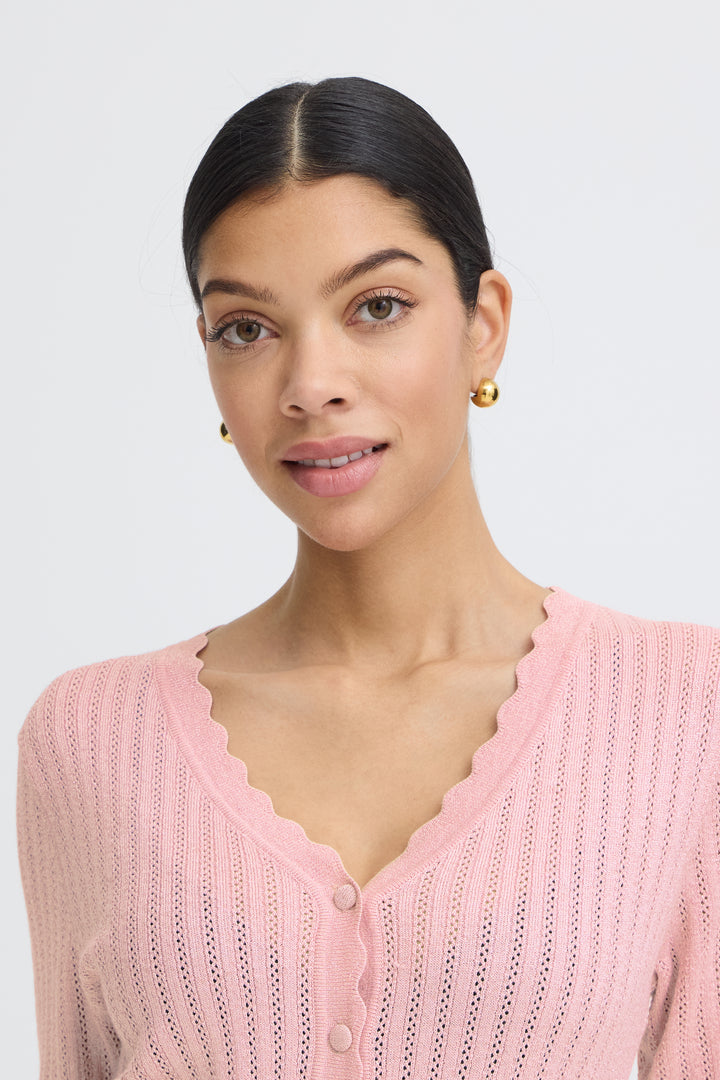 B.Young Mobbe Rib cardigan-Parfait Pink
