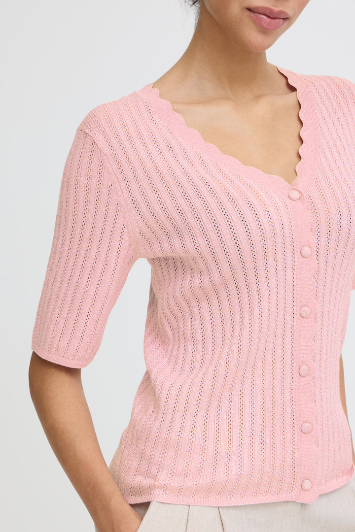 B.Young Mobbe Rib cardigan-Parfait Pink