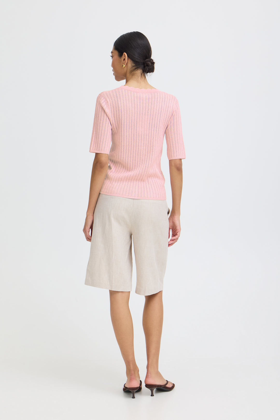B.Young Mobbe Rib cardigan-Parfait Pink
