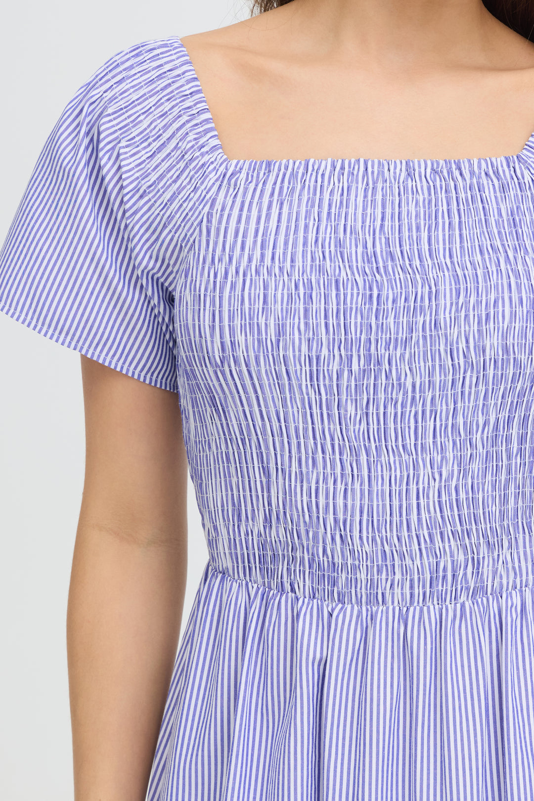 B.Young inzi Dress- Blue Stripe Embroidery
