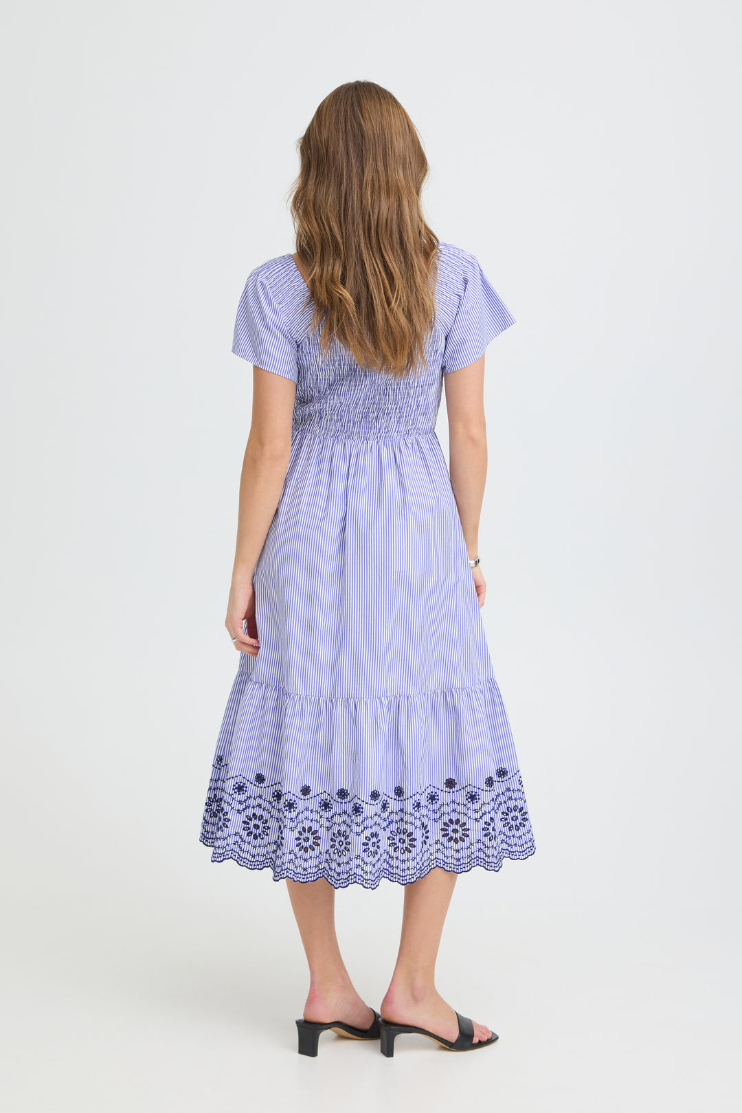 B.Young inzi Dress- Blue Stripe Embroidery