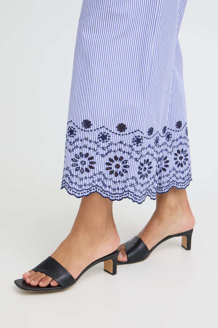 B.Young Inzi Trousers- Blue Stripe Embroidery