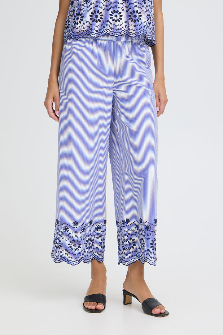 B.Young Inzi Trousers- Blue Stripe Embroidery