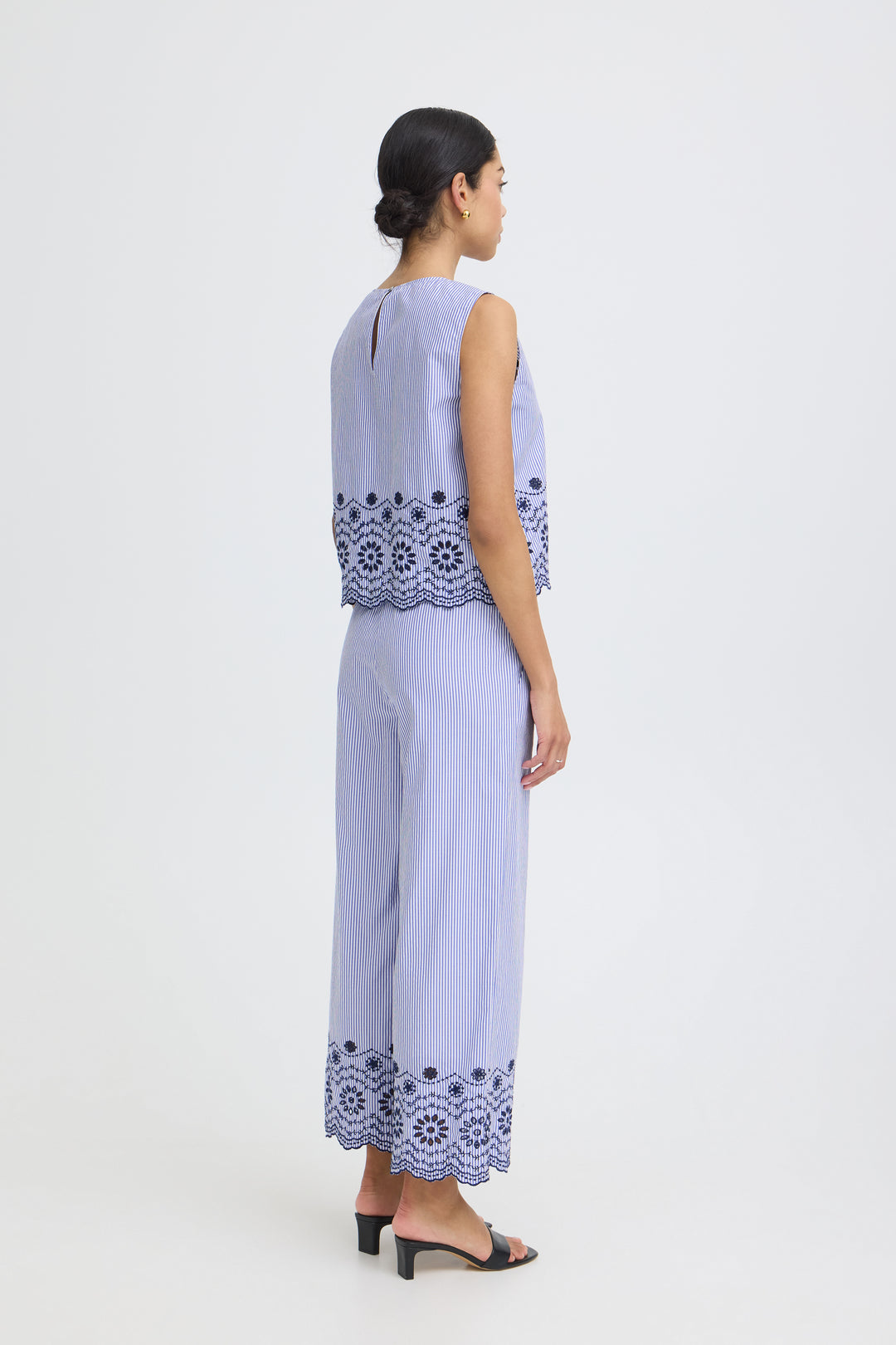 B.Young Inzi Trousers- Blue Stripe Embroidery