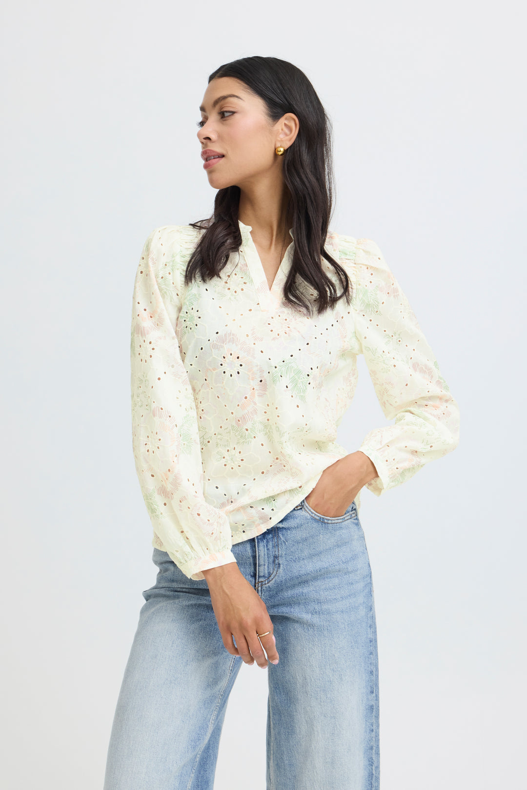 B.Young BYJOA Blouse - Birch Broderie Anglaise