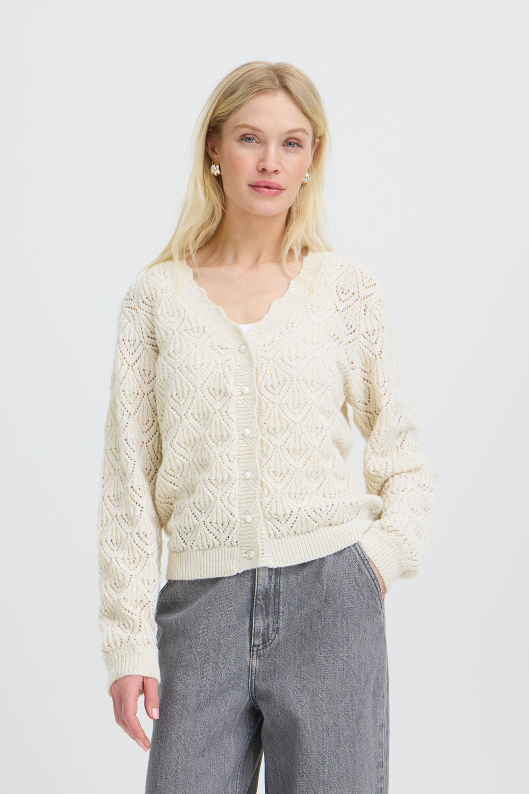 B.Young BYNOPPA Cardigan- Birch Melange