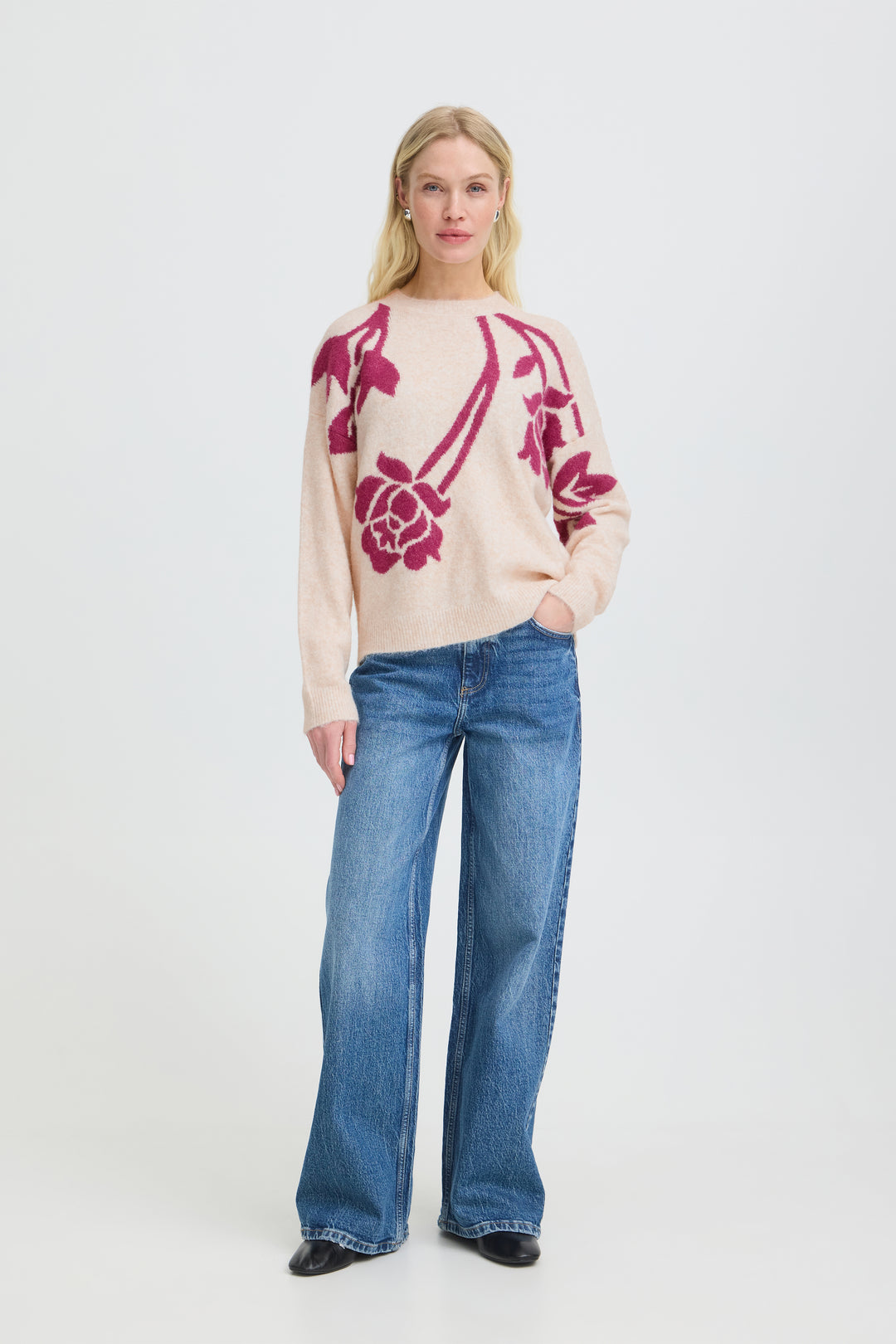 B.Young BYOMEA Pullover - Birch/Pink Rose