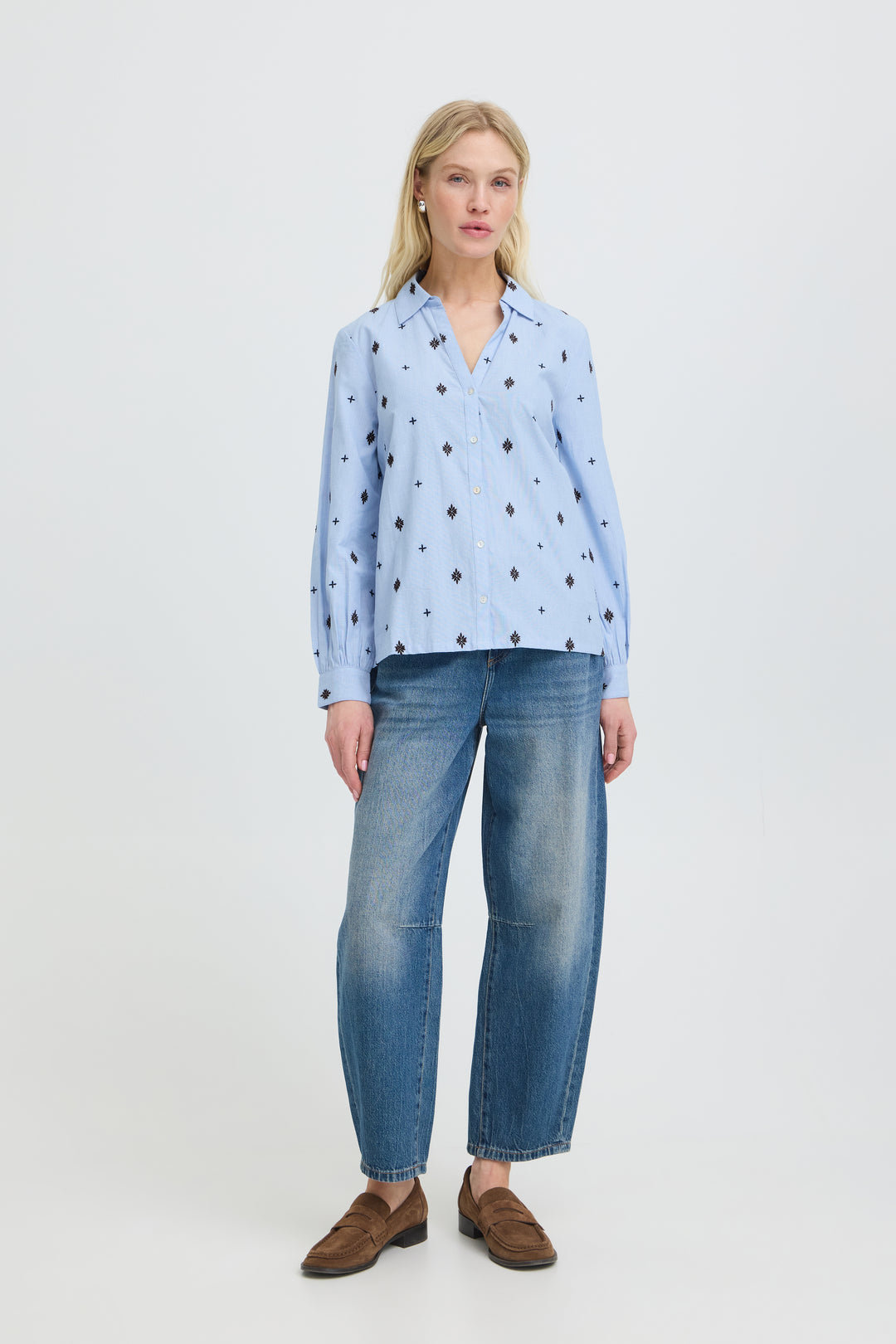 B.Young BYFABIENNE Long Sleeve Shirt- Chambray Blue