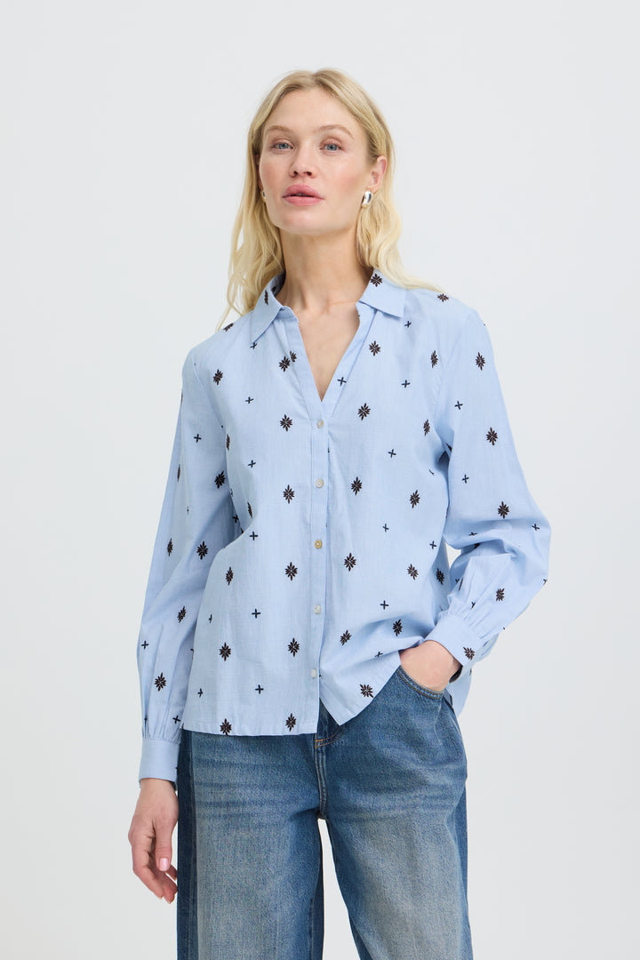 B.Young BYFABIENNE Long Sleeve Shirt- Chambray Blue