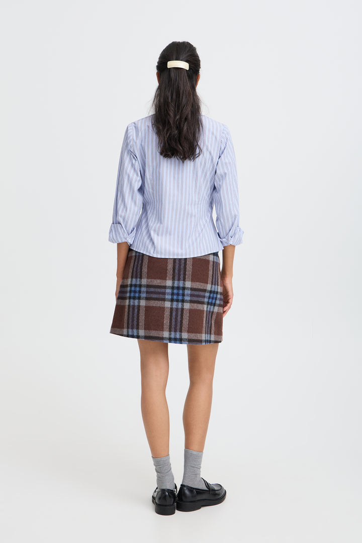 B.Young Byhene Wrap Shirt- Chambray Blue Stripe