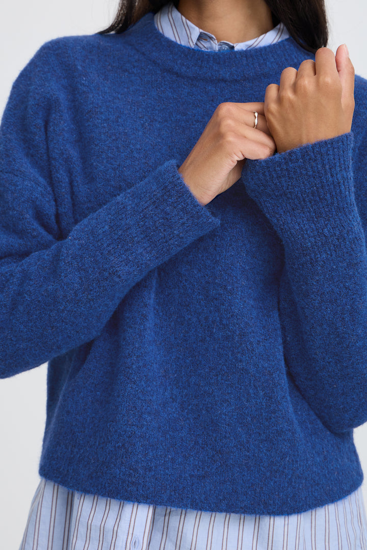 B.Young BYomea Crew Jumper- Blue Depths Melange