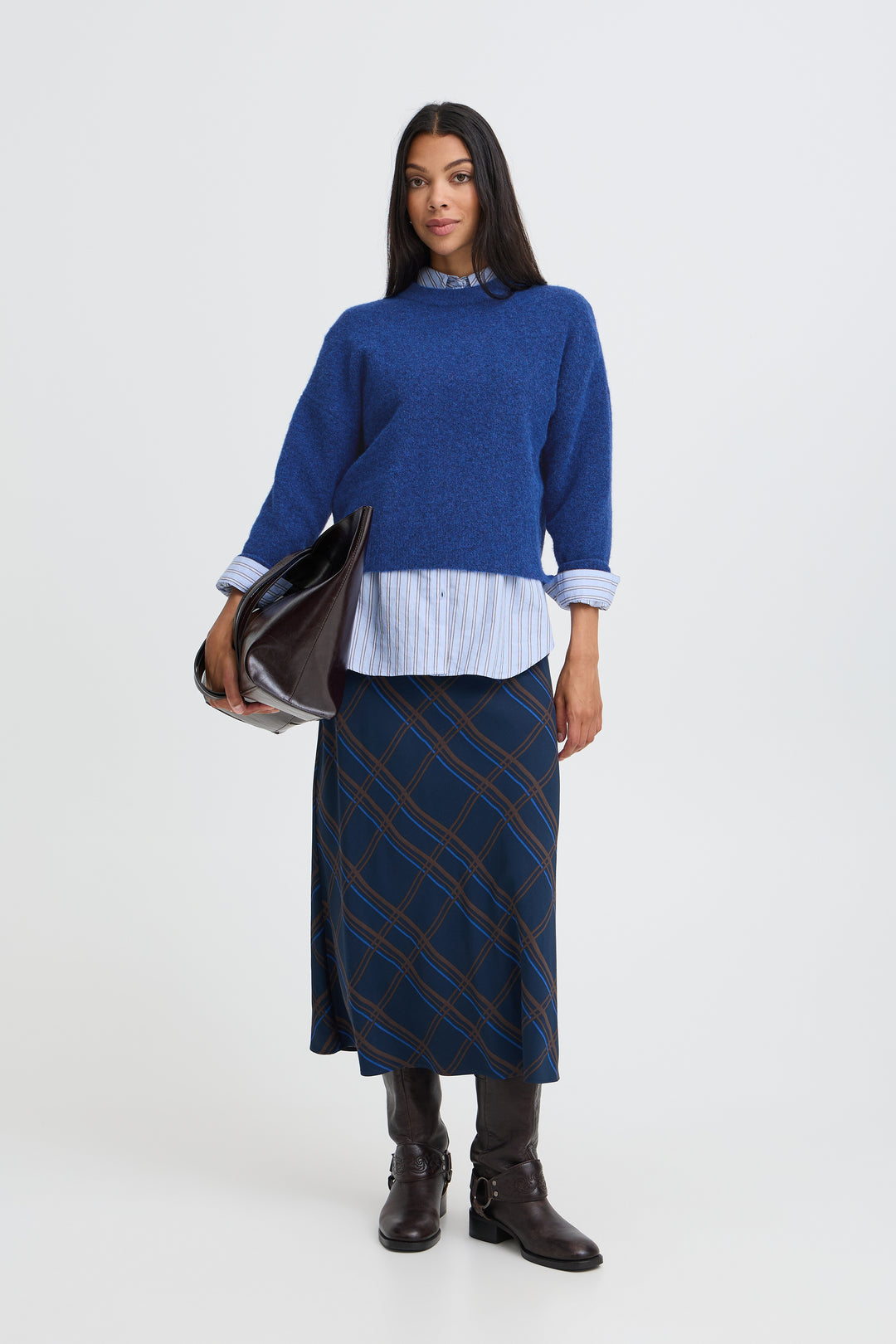 B.Young BYomea Crew Jumper- Blue Depths Melange