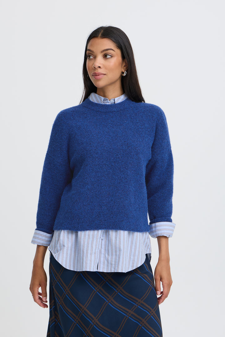 B.Young BYomea Crew Jumper- Blue Depths Melange