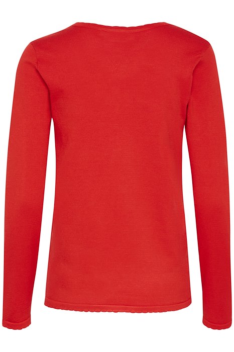 Saint Tropez Mila Long sleeved V neck Pullover- Flame Scarlet