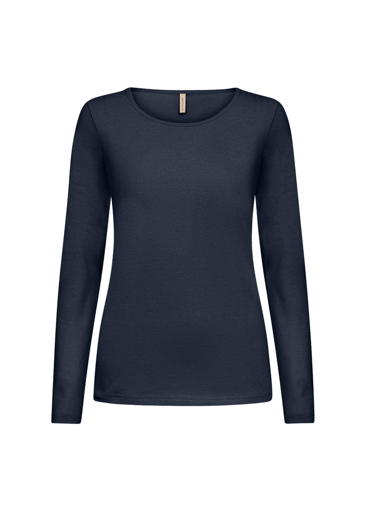 Soya Concept Pylle Long-Sleeved Top- Navy