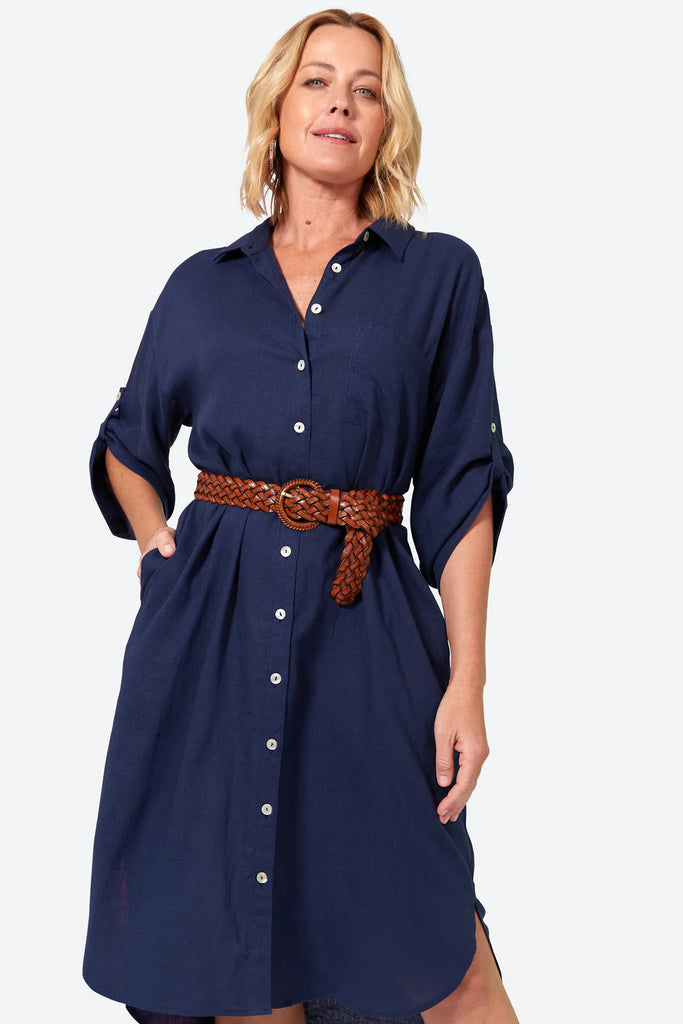 Eb&Ive Verve Shirt Dress- Sapphire