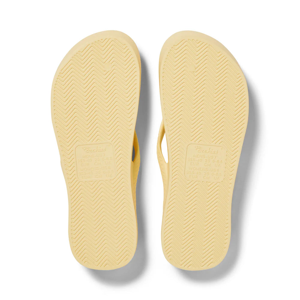Archies Arch Support Flip Flops- Lemon