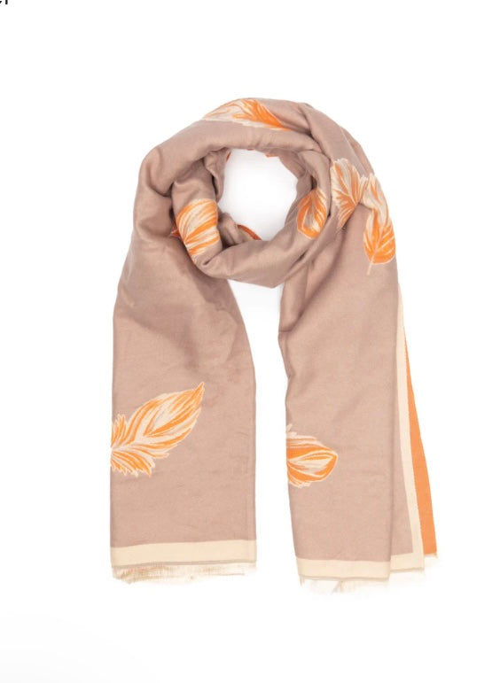 Elie Beaumont Peach & Sand Feather Luxury Scarf