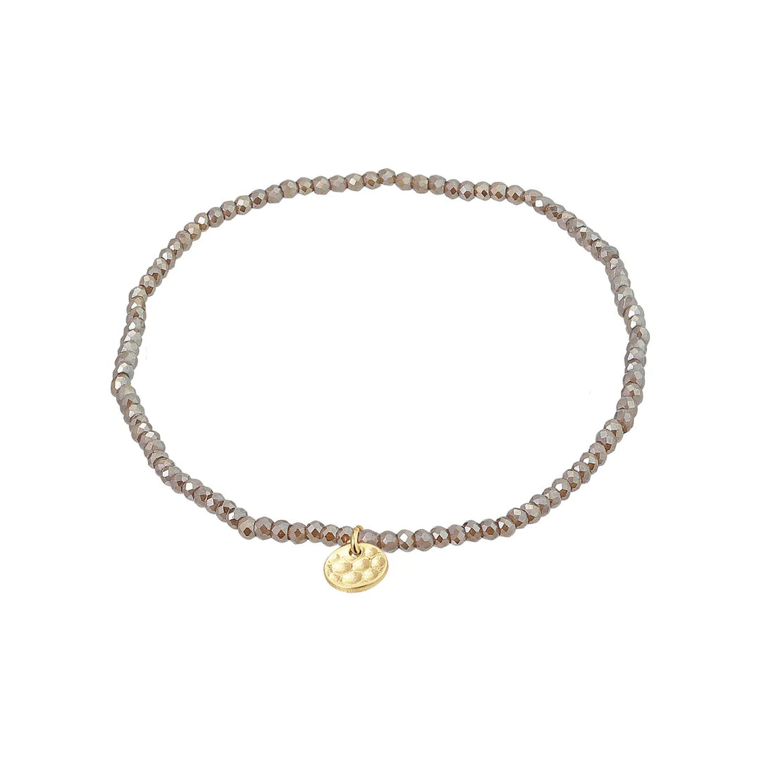 Pilgrim Indie Light Grey Beaded Bracelet, Gold-Plated