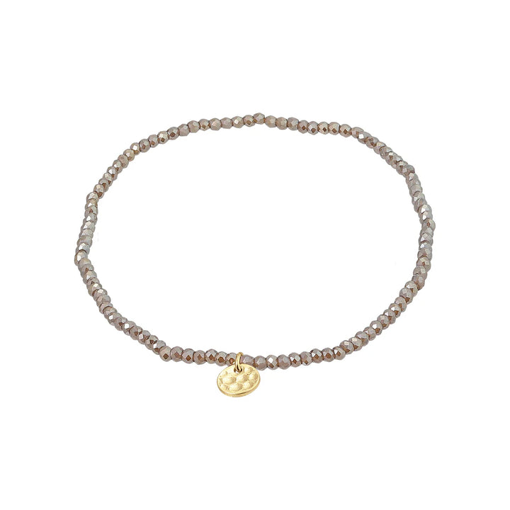 Pilgrim Indie Light Grey Beaded Bracelet, Gold-Plated
