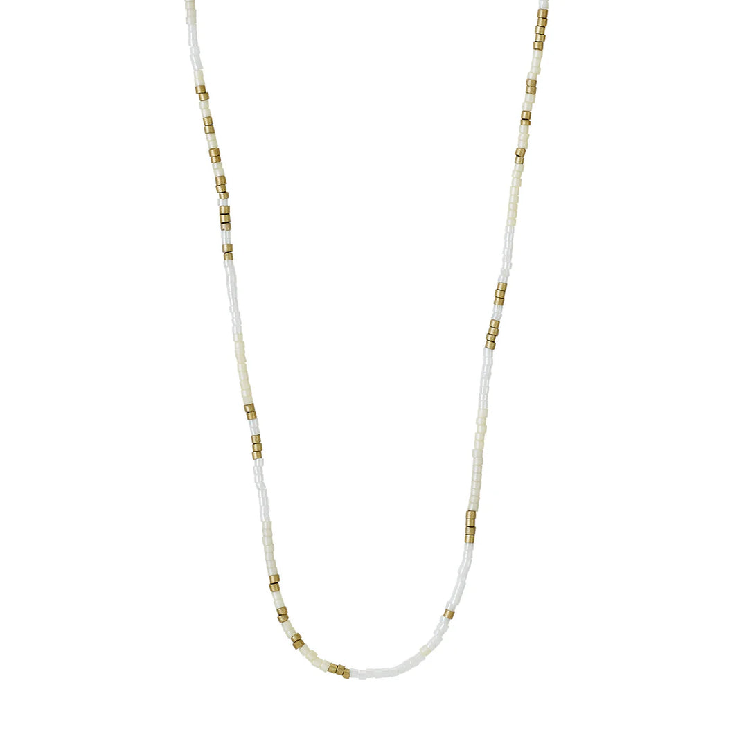 Pilgrim Alison White and Gold Beaded Necklace