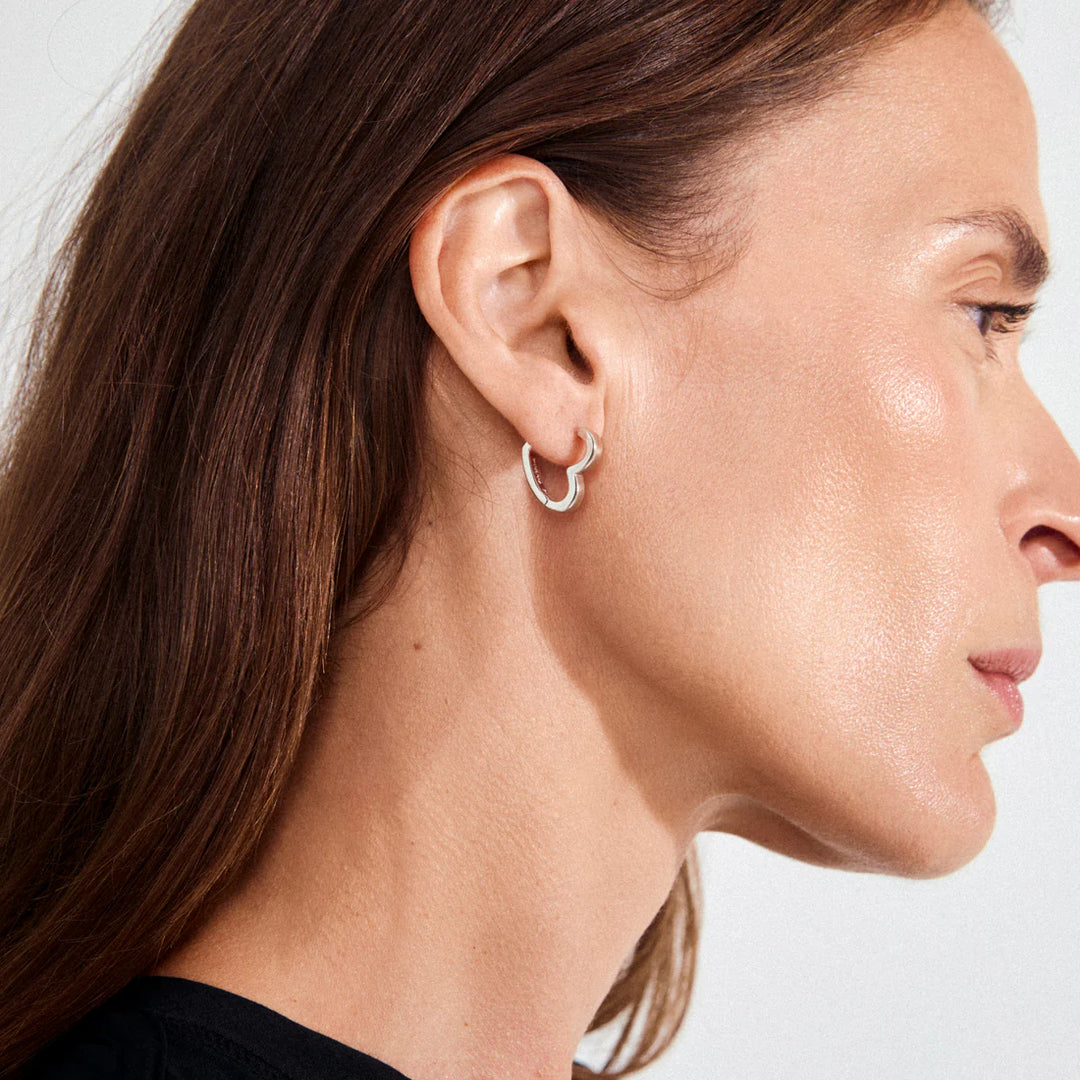 Pilgrim Ivarin Heart Hoop Earrings, Silver-Plated
