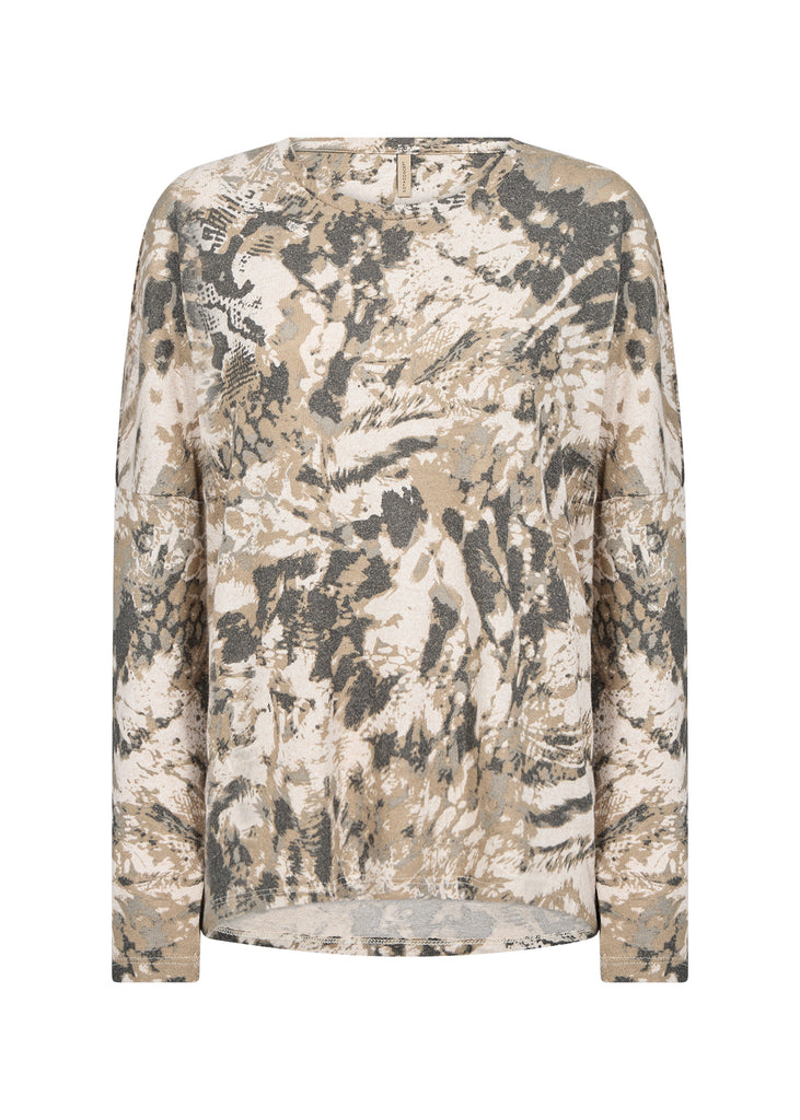 Soya concept Brown/multi Long Sleeved Abstract Print Top