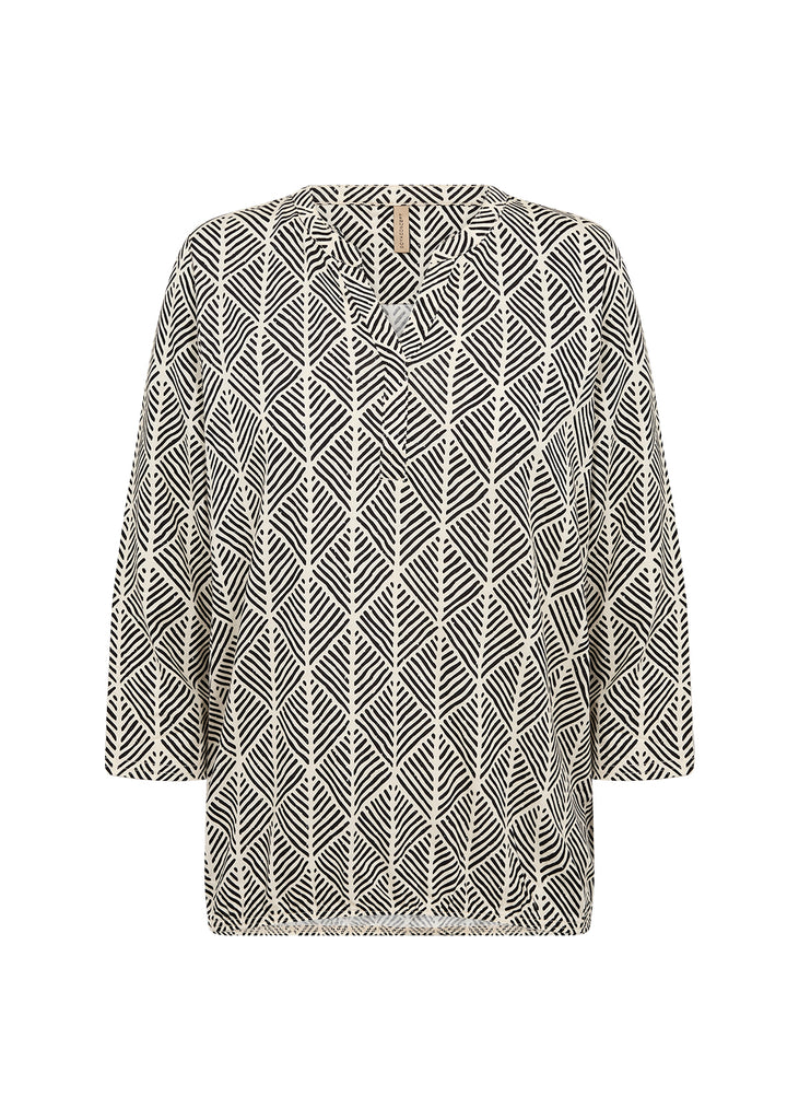 Soya Concept Felicity Blouse- Black/ Cream Geo Print