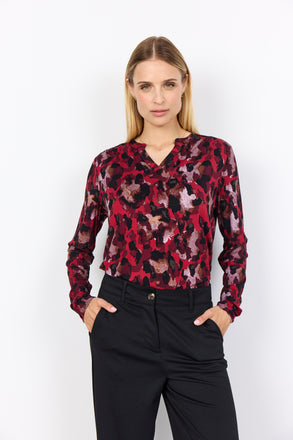 Soya Concept Marica 341 Blouse - Red Abstract Print