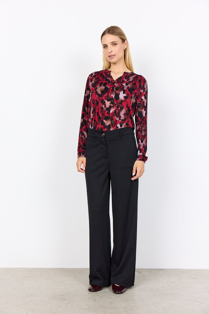 Soya Concept Marica 341 Blouse - Red Abstract Print