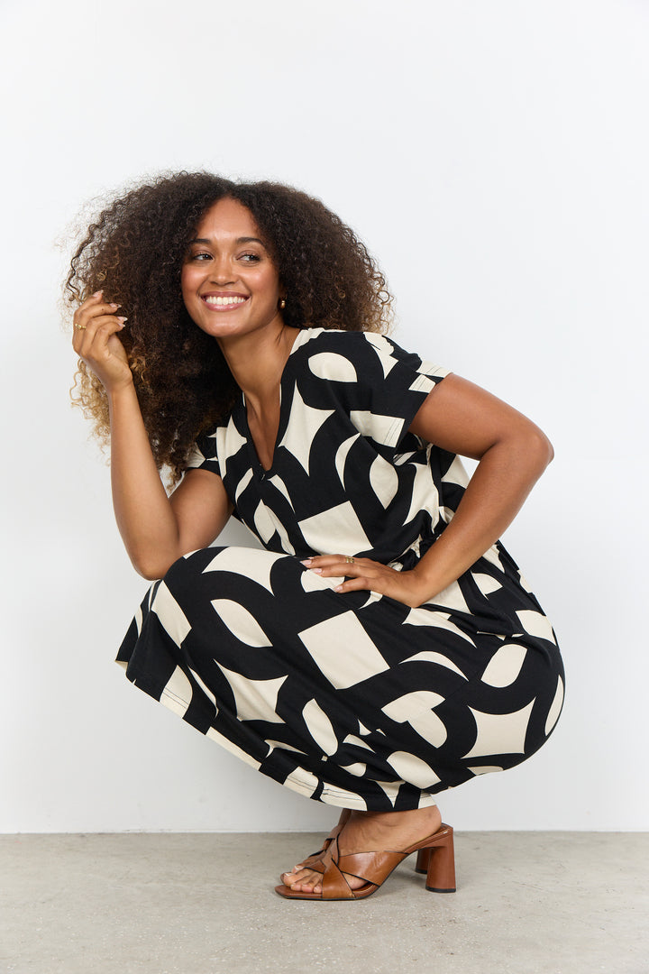 Soya Concept Felicity AOP Dress- Black/White
