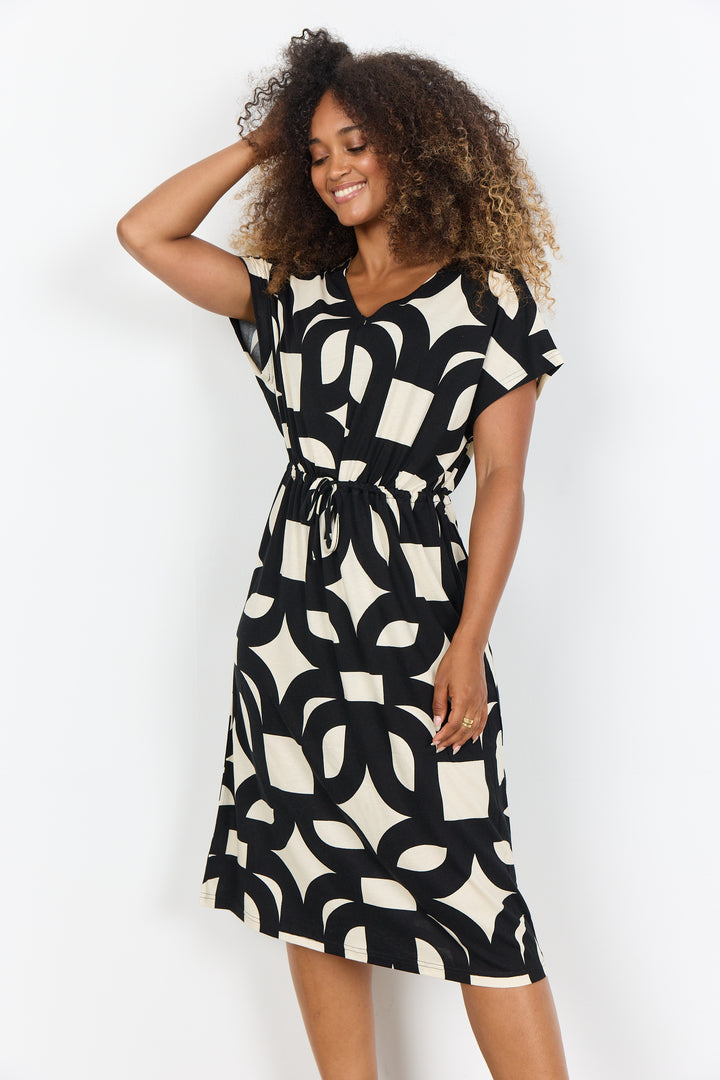 Soya Concept Felicity AOP Dress- Black/White