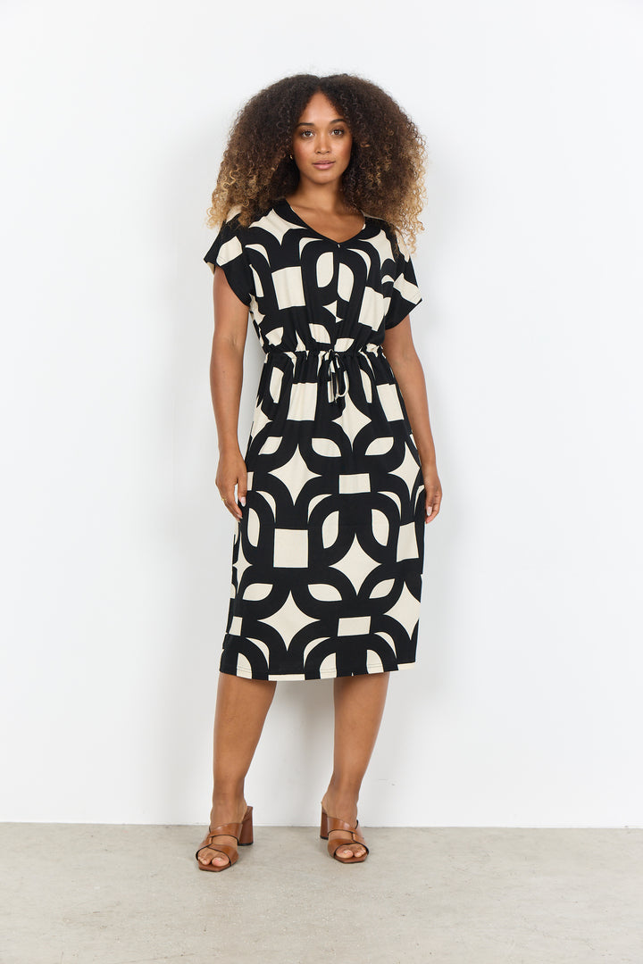 Soya Concept Felicity AOP Dress- Black/White