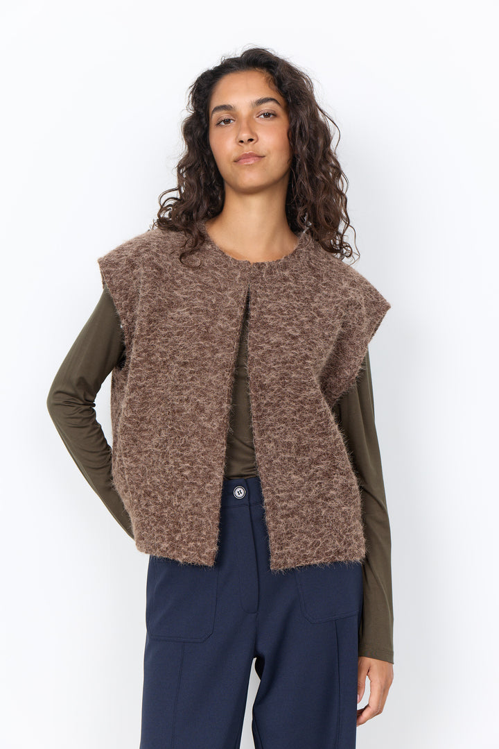 Soya Concept Hira Waistcoat - Chocolate Brown
