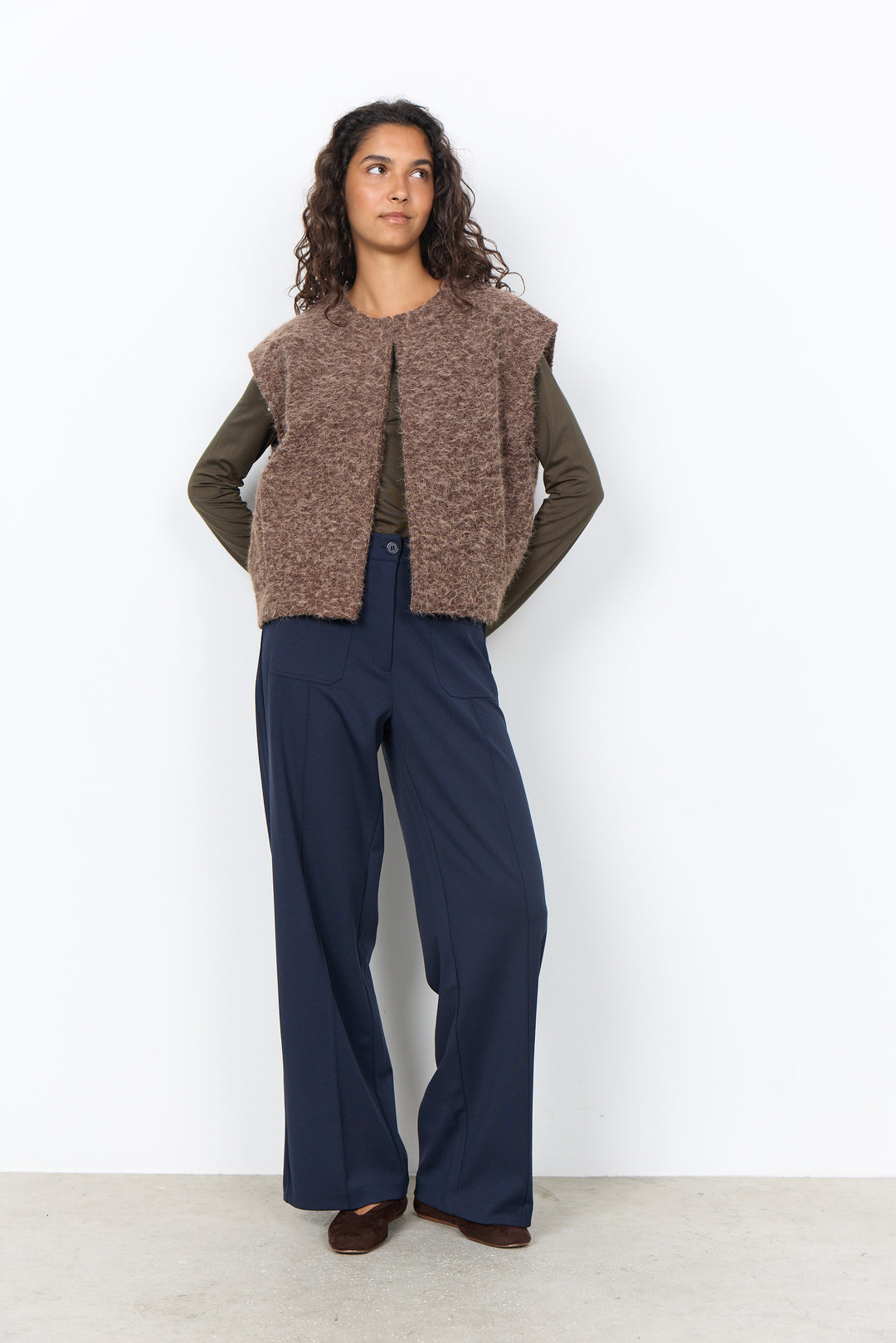 Soya Concept Hira Waistcoat - Chocolate Brown