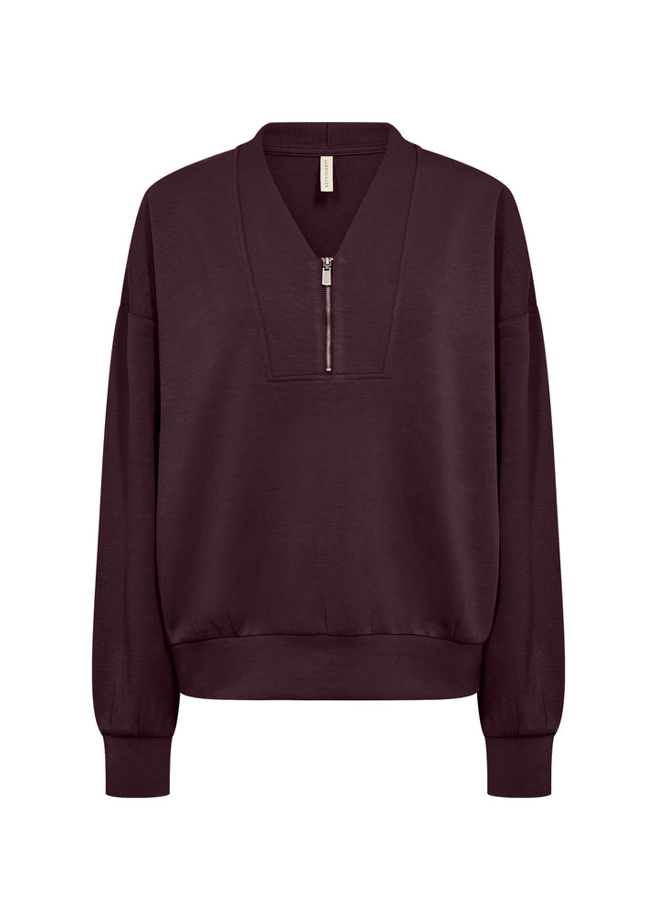 Soya Concept Banu 334 Zip Jumper- Chocolate