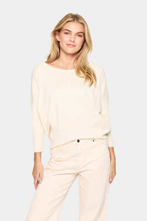 Saint Tropez Mila R-Neck Pullover- Baby's Breath Melange